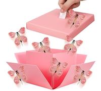 deegbbyi Coffret Cadeau Papillon, 15 x 14,8 x 12,5cm Boite Cadeau Surprise Explosion Anniversaire, BoîTe Surprise à Papillon, Contient 8 Papillons Volants, pour Anniversaire, Mariage, Saint-Valentin