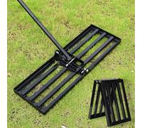 DEEGETEL Râteau de nivellement de pelouse en acier avec plaque de sol de 76,2 x 25,4 cm, longue poignée réglable de 198,1 cm, outil de jardin pour herbe, terrain de golf, niveau de sol ou sol de