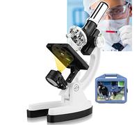 DEEguess 1200x Microscope pour Enfants, Kit De Microscope pour éTudiant DéButant, avec Lames en Plastique, LumièRe LED Et BoîTe De Transport, pour Enfants, Laboratoire Scolaire