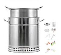 DEEguess Barbecue Suspendu Au Charbon De Bois sans FuméE en Acier Inoxydable, Peut Accueillir 22 Brochettes De Kebabs, Cuisson à 360°, Convient Aux Pique-Niques en Camping,10-pcs