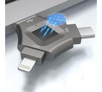 DEEguess Clé USB 3-en-1 SéCuriséE avec Reconnaissance D'Empreintes Digitales, PéRiphéRique De Stockage Crypté en MéTal, Compatible Android/Apple/Pc 8GB