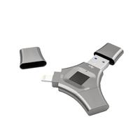 DEEguess Clé USB 3-en-1 SéCuriséE avec Reconnaissance D'Empreintes Digitales, PéRiphéRique De Stockage Crypté en MéTal, Compatible Android/Apple/Pc 512GB