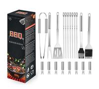 DEEguess Coffret De 20 Ustensiles De Barbecue Portables en Acier Inoxydable pour L'ExtéRieur, IdéAl pour Le Camping, Les Pique-Niques Et Les FêTes pour Homme,wirebrushtype