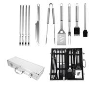 DEEguess Coffret De Barbecue Portable en Aluminium, Ustensiles De Barbecue en Acier Inoxydable, IdéAl pour Le Camping, Les Pique-Niques, Les FêTes, pour Homme,10-pieceset