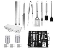 DEEguess Coffret De Barbecue Portable en Aluminium, Ustensiles De Barbecue en Acier Inoxydable, IdéAl pour Le Camping, Les Pique-Niques, Les FêTes, pour Homme,18-pieceset