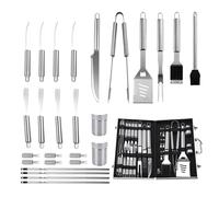DEEguess Coffret De Barbecue Portable en Aluminium, Ustensiles De Barbecue en Acier Inoxydable, IdéAl pour Le Camping, Les Pique-Niques, Les FêTes, pour Homme,26-pieceset