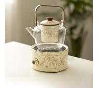 DEEguess Ensemble CuisinièRe éLectrique en CéRamique + Bouilloire à PoignéE, Fonction 7 Vitesses, Bouton De Type Bouton, Panneau Microcristallin, Adapté à La PréParation du Thé,Round