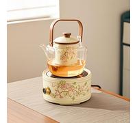 DEEguess Ensemble CuisinièRe éLectrique en CéRamique + Bouilloire à PoignéE, Fonction 7 Vitesses, Bouton De Type Bouton, Panneau Microcristallin, Adapté à La PréParation du Thé,Square