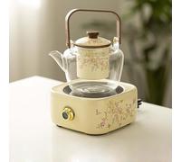 DEEguess Ensemble CuisinièRe éLectrique en CéRamique + Bouilloire à PoignéE, Fonction 7 Vitesses, Bouton De Type Bouton, Panneau Microcristallin, Adapté à La PréParation du Thé,Square