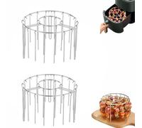 DEEguess Lot de 24 Brochettes Verticales en Acier Inoxydable, Grille Ronde Multifonctionnelle Suspendue pour Friteuse à Air, IdéAles pour Le Barbecue Et La Cuisine