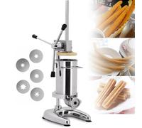 DEEguess Machine à Churro Manuelle 2l/3l - Seau Amovible, Machine à Churrera Espagnole Verticale en Acier Inoxydable - 5 Moules, Machine à Churro Espagnole Commerciale 2L