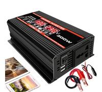 DEEguess Onduleur 300W, Convertisseur DC 12V à 110V / 220V AC, avec Prise Secteur + Double Chargeur De Voiture USB, Compact, pour Le Camping, Le Travail sur Le Terrain, Les Vacances,Black-12Vto220V