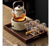 DEEguess RéChaud éLectrique en CéRamique 5 PièCes, 5 Vitesses, Bouton Rotatif, Panneau Microcristallin, IdéAl pour La Cuisson du Thé Autour du RéChaud Et Le Camping,Round