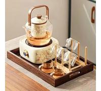 DEEguess RéChaud éLectrique en CéRamique 5 PièCes, 7 Vitesses, Bouton Rotatif, Panneau Microcristallin, IdéAl pour La Cuisson du Thé Autour du RéChaud Et Le Camping,Square