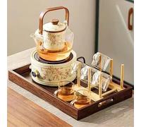 DEEguess RéChaud éLectrique en CéRamique 5 PièCes, 7 Vitesses, Bouton Rotatif, Panneau Microcristallin, IdéAl pour La Cuisson du Thé Autour du RéChaud Et Le Camping,Round