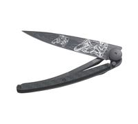 deejo - Couteau de Poche Pliant 27g - Manche en Fibre de Carbone, Lame en Acier Inoxydable Z40C13 - Motif Moto Racing - Couteau de Table, Randonnée, Camping, Bivouac