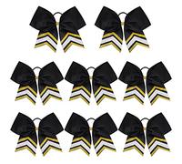 DEEKA Lot de 8 grands nœuds à paillettes brillants de 17,8 cm pour queue de cheval, pom-pom girl, softball, sports - Noir/doré