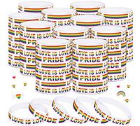 Deekin Lot de 100 bracelets Gay Pride arc-en-ciel en silicone pour lesbiennes - Accessoires LGBTQ pour homme et femme - Décorations de fête, défilés, festivals