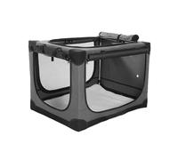 Deekuiwi Cage de voyage pliable pour chiens de taille moyenne et grande - Cage portable à 4 portes avec fenêtres en maille anti-mastication pour intérieur et extérieur, avec sac de rangement, gris