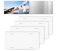Deekypol 4 Pack Sublimation License Plate Blanks, 0.65mm Sublimation Blank License Plate - Heat Thermal Transfer DIY Metal License Plates Blank for Personalized Design (White)
