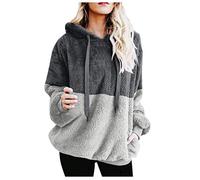 DEELIN Femme Hiver Chaud Moelleux Hairy À Capuche Sweat Dames De Mode Casual Lâche À Capuche Top Pull Jumper (Small, Gris #9823)