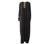 DEELIN Femme Musulmanes Plus La Taille Robe Longue Simple Impression Abaya Caftan Musulmée Maxi Robe Col Rond À Manches Longues Surdimensionné Vrac L'Islam Robe Longue