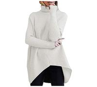 DEELIN Oversize Femmes Décontractée Pull à Manches Longues en Vrac Col V Nouveau Mode Pull en Tricot de Couleur Unie