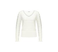 Deeluxe - Pull léger pour Femme JUNA Col V Maille ajourée détails dentelle Manches longues à bord côtelé Coupe ajustée Style féminin chic