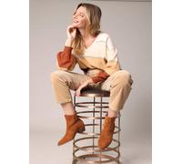 Deeluxe Pull-over 'LODINA' beige / ivoire / marron châtaigne / blanc cassé, Taille XL