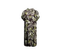 Deeluxe - Robe Chemise Courte Femme LISIANE Imprimé Tropical Noir Col Classique Manches Courtes Été