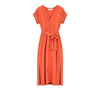 Deeluxe - Robe Longue Femme TEYSSA Cache-Cœur Ceinturée Fluide Manches Courtes Fendue Élégante Été