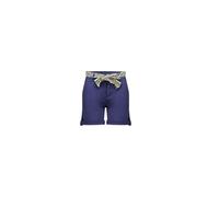 Deeluxe - Short Mi-Long Femme Kaija avec Ceinture Ethnique À Motifs, Coupe Décontractée,Poches Italiennes, Bas À Revers, Matière Coton, Couleur Navy, Taille 40