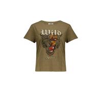 Deeluxe T-shirt 'Leona' kaki / orange / noir / argent, Taille XS