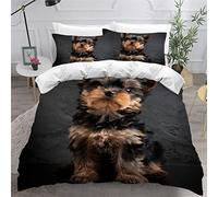 DEEMOL Housse de Couette 220x240 Chien Yorkshire Terrier 3D Imprimé Microfibre Parure de Lit Animal Qualité Supérieure Ultra Doux Literie Set 3 Pièces avec Fermeture Eclair