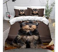 DEEMOL Housse de Couette 220x240 Yorkshire Terrier 3D Imprimé Microfibre Parure de Lit Animal Qualité Supérieure Ultra Doux Literie Set 3 Pièces avec Fermeture Eclair