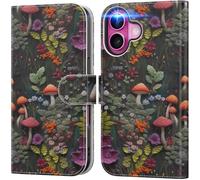 DEENAKIN Étui portefeuille avec porte-cartes + clip pour billets, blocage RFID, protection contre les chutes de qualité militaire et œuvre d'art imprimée UV, fermeture magnétique avec béquille en cuir