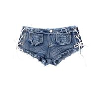 ,Deep Blue,S,Shorts Sexy élastiques Style Cowboy avec Ceinture, Tenue de Performance pour Groupe féminin, Jeans Taille Basse à Jambe Droite