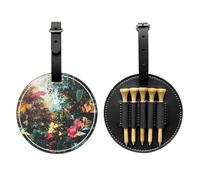 Deep Forest Sac de rangement pour tees de golf Imprimé plantes noires - Pour homme uniquement, matériau PU durable, facile à transporter, améliore l'expérience de golf
