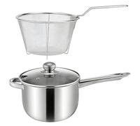 Deep Frying Pot - Stainless Steel Nonstick Skillet With Basket, Silver Smmooth 201 Stainless Steel, 38x13x19.5cm Size + Induction Compatible, Durrable Material Build High-Qualliity, - For French Fries