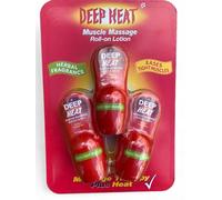 Deep Heat Lotion avec applicateur à bille Pour massage musculaire 50 Ml x 3
