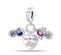 Deep - love couple trois pièces pendentif breloque, breloque de bracelet en perles, convient aux bracelets de 3 mm à 4,5 mm