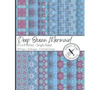 Deep Ocean Mermaid Geometric Scrapbook Paper: 8.5 x 11 inches Single Sided Paper Prints 28 Pages for Scrapbooking, Origami, Decoupage, Photo Albums, ... Cardmaking, and Paper Craft Supplies