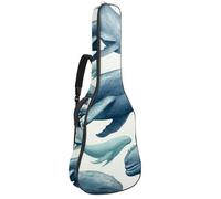 Deep Ocean Sac pour guitare acoustique avec bandoulière réglable et crochet arrière, convient pour guitares électriques, basses, guitares classiques, ukulélé, bleu océan profond 106,7 cm, Baleines