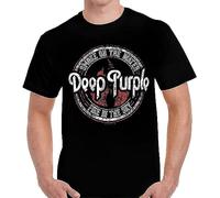 Deep Purple Smoke on The Water T Shirt Fire in The Sky M L Black T-Shirts à Manches Courtes(Large)