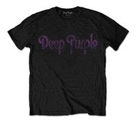 Deep Purple - T-Shirt # L Black Unisex # Vintage Logo [Import]