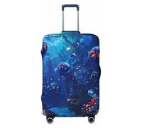 Deep Sea Glowing Fishes Housses de protection élastiques pour bagages de 45,7 à 81,6 cm, noir, L