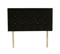 Deep Sleep Diamante Tête de Lit Inserts Cristal Swarovski Authentique, Bois Dense Tissu, Marron, Small Double 120cm