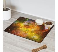 Deep Space In Galaxy Tapis d'alimentation pour chat et chien Motif galaxie Tapis d'alimentation absorbant Nti-Slip Contain Spills Protège les sols Set de table 30,4 x 50,8 cm