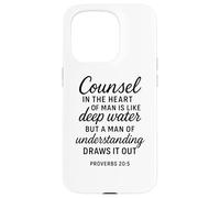 Deep Water Wisdom Christian Bible Verse Écriture Counsel Coque pour iPhone 15 Pro