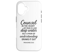 Deep Water Wisdom Christian Bible Verse Écriture Counsel Coque pour iPhone 16